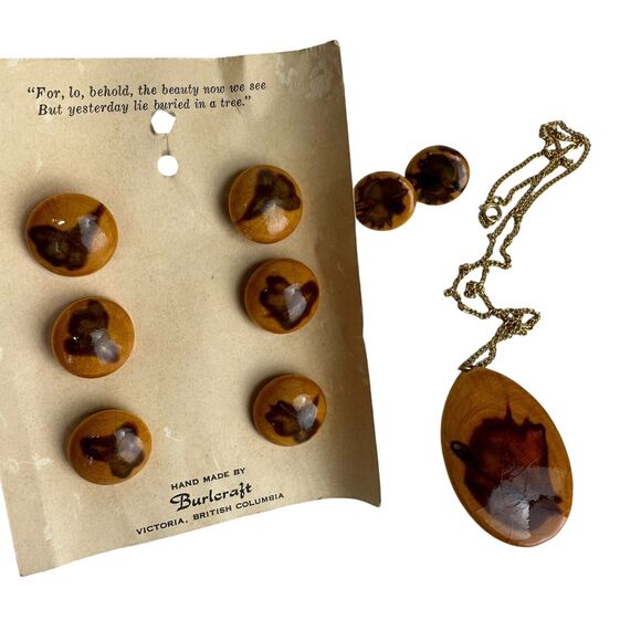 burlcraft victoria british columbia juniper wood jewelry set - Picture 1 of 14